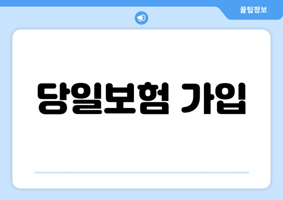 당일보험 가입