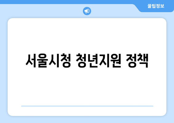 서울시청 청년지원 정책