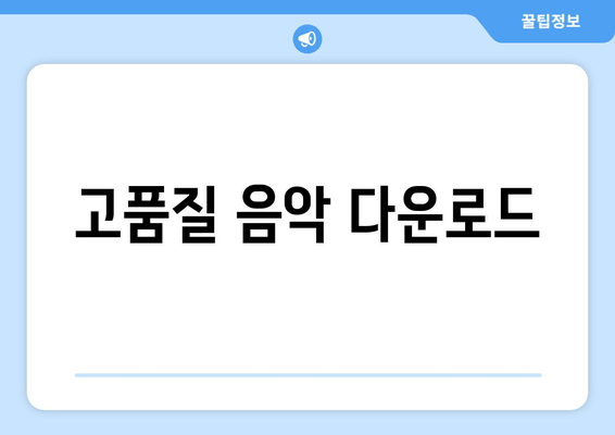 고품질 음악 다운로드