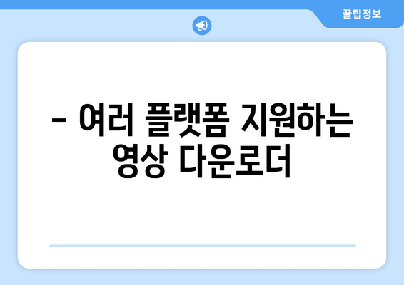 - 여러 플랫폼 지원하는 영상 다운로더