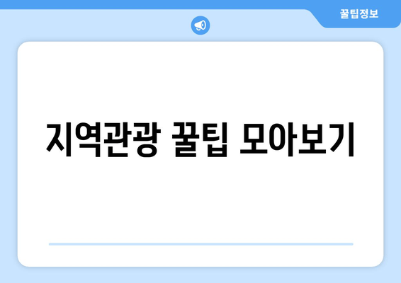 지역관광 꿀팁 모아보기