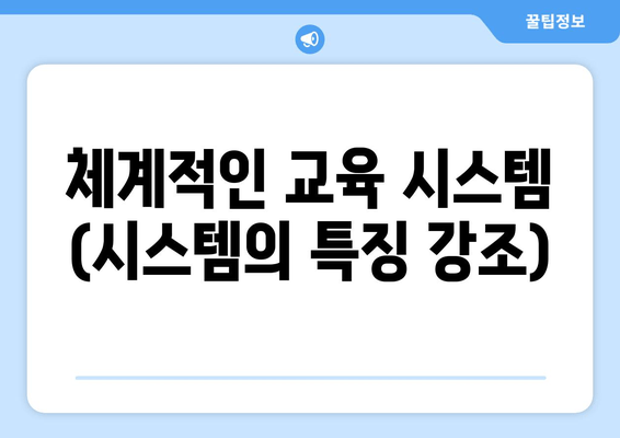 체계적인 교육 시스템 (시스템의 특징 강조)