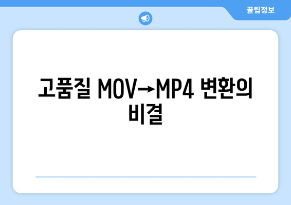 고품질 MOV→MP4 변환의 비결