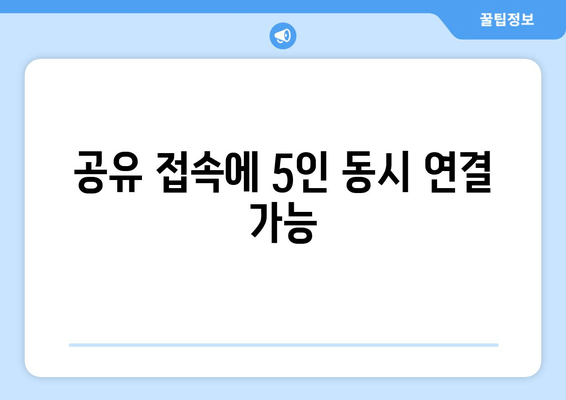 공유 접속에 5인 동시 연결 가능