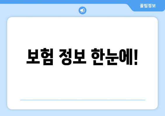 보험 정보 한눈에!