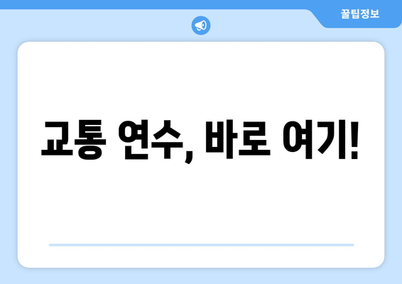 교통 연수, 바로 여기!