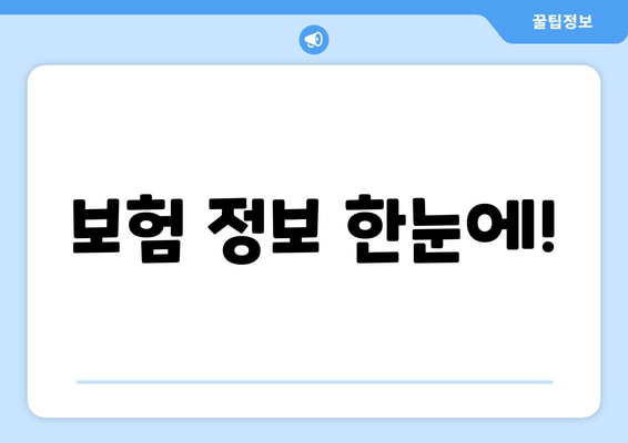 보험 정보 한눈에!