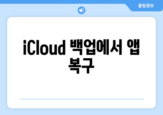 iCloud 백업에서 앱 복구