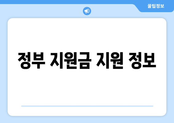 정부 지원금 지원 정보