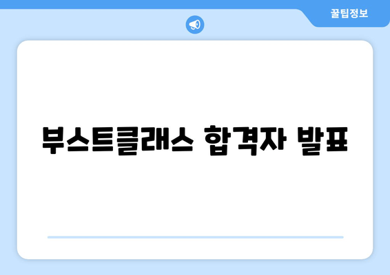 부스트클래스 합격자 발표