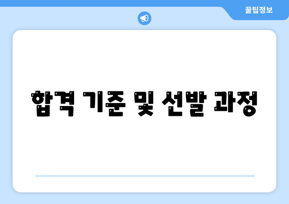 합격 기준 및 선발 과정