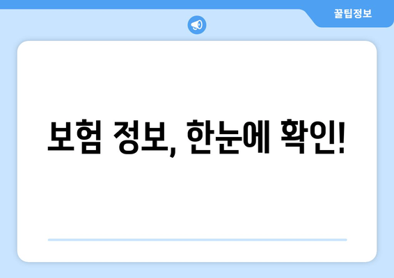 보험 정보, 한눈에 확인!