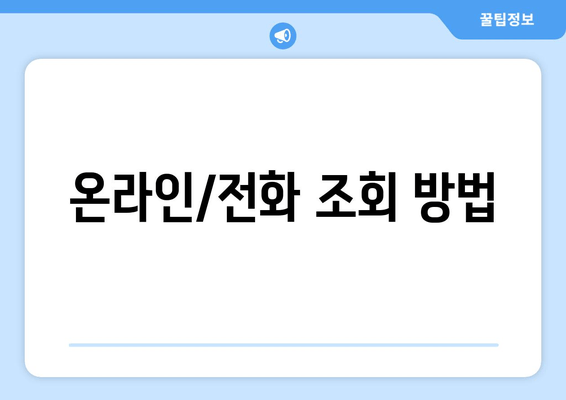 온라인/전화 조회 방법