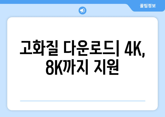 고화질 다운로드| 4K, 8K까지 지원