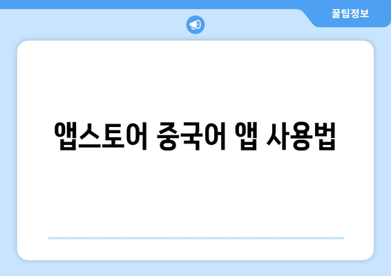 앱스토어 중국어 앱 사용법