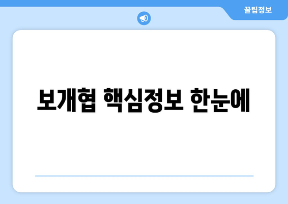 보개협 핵심정보 한눈에