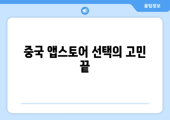 중국 앱스토어 선택의 고민 끝