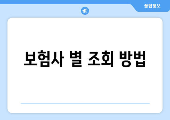 보험사 별 조회 방법