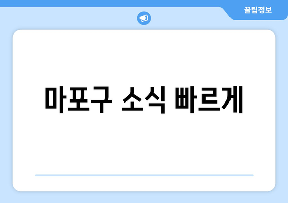 마포구 소식 빠르게