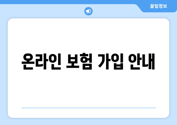 온라인 보험 가입 안내