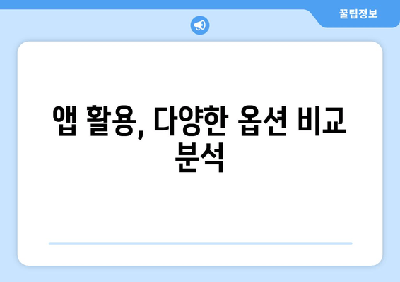 앱 활용, 다양한 옵션 비교 분석