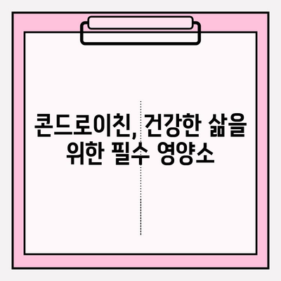 콘드로이친 효능 탐구| 관절 건강 증진의 비밀 | 관절 건강, 연골 건강, 통증 완화, 건강 정보