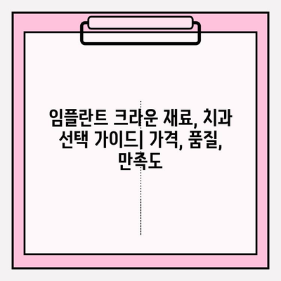 임플란트 크라운 재료별 비용 비교| 골드, 지르코니아, PFM | 임플란트, 치과, 가격 비교, 치료