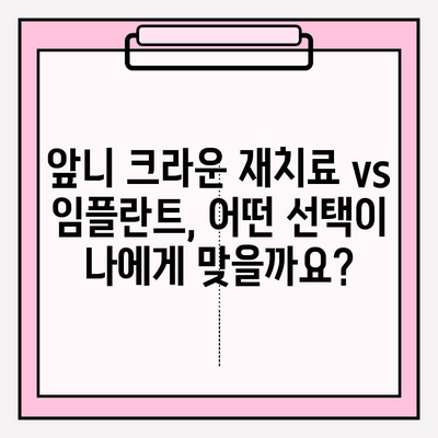 앞니 크라운 흔들림, 교체 vs 발치 즉시 임플란트| 어떤 선택이 맞을까요? | 앞니 크라운 재치료, 임플란트, 치과 상담