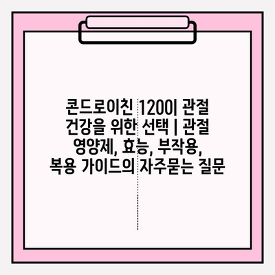 콘드로이친 1200| 관절 건강을 위한 선택 | 관절 영양제, 효능, 부작용, 복용 가이드