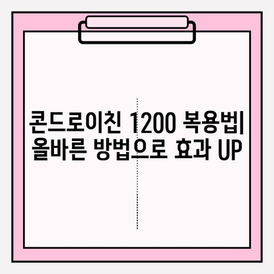 콘드로이친 1200| 건강한 관절을 위한 필수 영양소 | 효능, 복용법, 주의사항 완벽 가이드