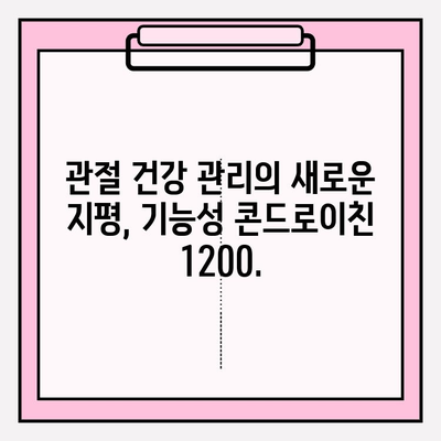 기능성 콘드로이친 1200, 관절 건강 관리의 새로운 지평 | 관절 건강, 콘드로이친, 건강 기능성, 효과