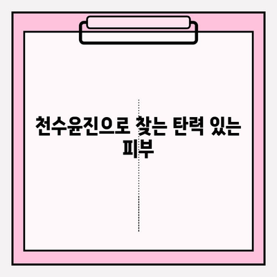 천수윤진으로 탄력 있는 피부를 되찾는 3가지 비법 | 천수윤진, 피부 탄력, 탱탱한 피부, 주름 개선, 피부 관리