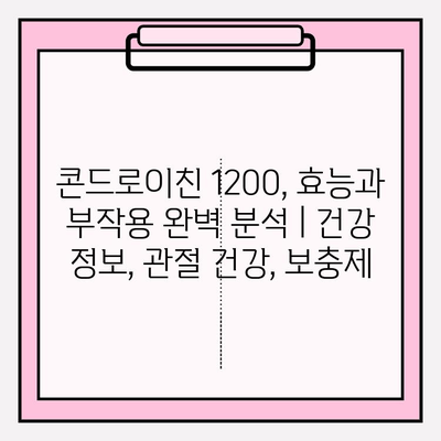 콘드로이친 1200, 효능과 부작용 완벽 분석 | 건강 정보, 관절 건강, 보충제