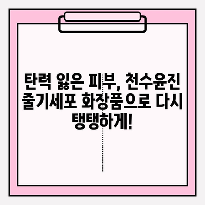 천수윤진 줄기세포 화장품의 놀라운 효과| 피부 재생의 비밀 | 줄기세포 화장품, 천수윤진, 피부 재생, 안티에이징, 화장품 추천