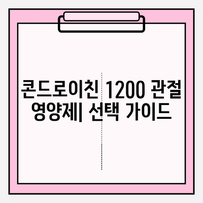 콘드로이친 1200 관절 영양제| 통증 완화를 위한 선택 가이드 | 관절 건강, 통증 관리, 영양제 추천