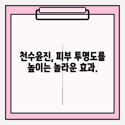 천수윤진 투자, 투명하고 탄력있는 피부로 변신시키는 비결 | 피부 투명도, 탄력 개선, 천수윤진 효과, 피부 관리 팁