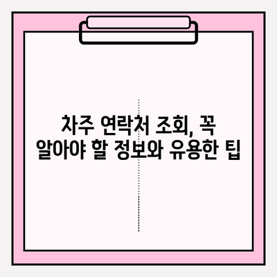 차량번호로 차주 연락처 찾는 방법| 간편하고 안전하게 | 차주 정보, 연락처 조회, 개인정보 보호