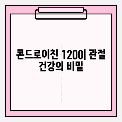 콘드로이친 1200| 관절 건강을 위한 필수 성분 | 관절 기능 향상, 효능, 복용 방법, 주의 사항