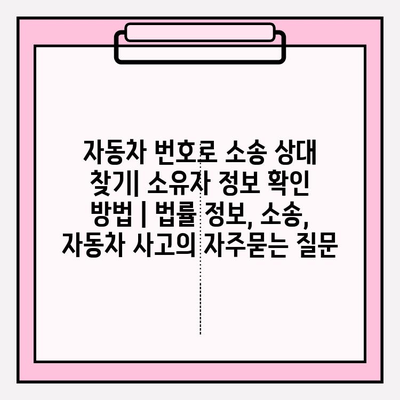 자동차 번호로 소송 상대 찾기| 소유자 정보 확인 방법 | 법률 정보, 소송, 자동차 사고