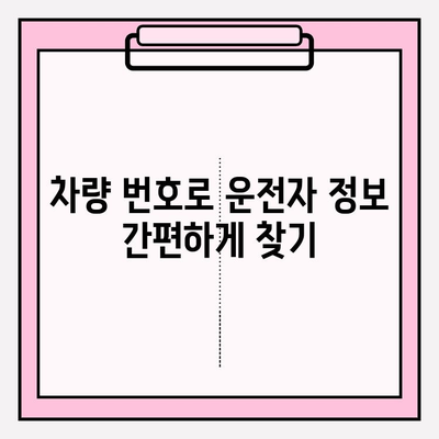 차량 번호로 차주 정보 확인| 간편하고 안전한 방법 | 차량 조회, 개인정보 보호, 운전자 정보