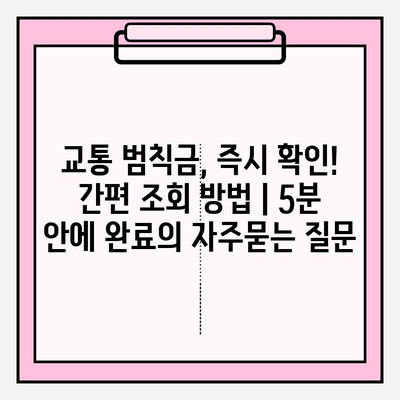 교통 범칙금, 즉시 확인! 간편 조회 방법 | 5분 안에 완료