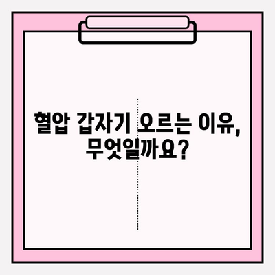 혈압 갑자기 오르는 원인 분석하기| 나에게 맞는 해결책 찾기 | 고혈압, 건강 관리, 원인 분석, 증상, 예방