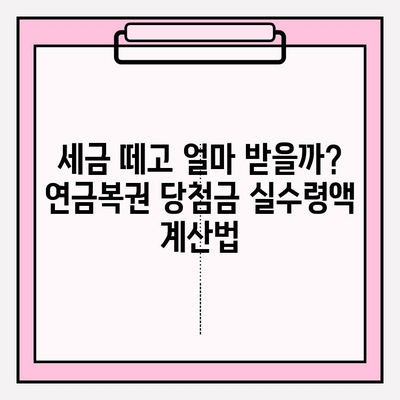 연금복권 당첨금 실수령액 완벽 가이드 | 1등부터 3등까지 상세 안내