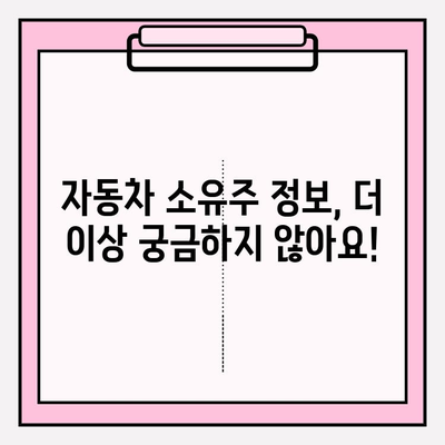 차량 번호로 소유자 조회, 가장 빠른 방법 3가지 | 자동차 소유주 확인, 정보 조회