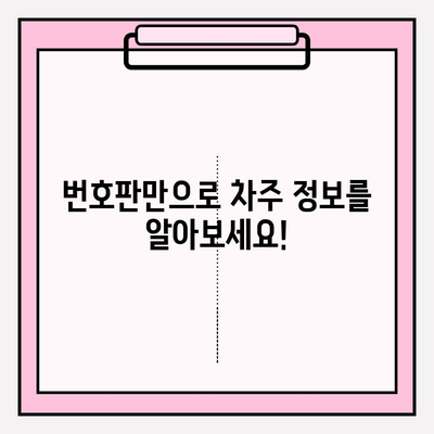 번호판으로 차주 정보, 쉽고 빠르게 확인하는 방법 | 차량 조회, 차주 정보, 번호판 검색