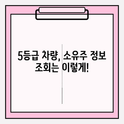 5등급 차량 소유자 정보, 이렇게 빠르게 확인하세요! | 자동차 정보, 소유주 조회, 차량 등급