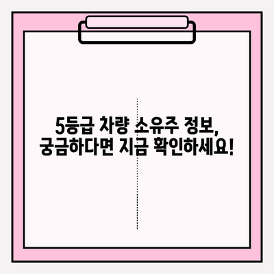 5등급 차량 소유자 정보, 이렇게 빠르게 확인하세요! | 자동차 정보, 소유주 조회, 차량 등급