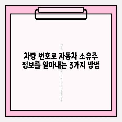 차량 번호로 소유자 찾기| 쉽고 빠른 방법 3가지 | 자동차, 소유주 조회, 정보 확인