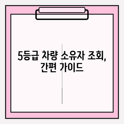 5등급 차량 소유자 조회| 1분 만에 확인하는 간편 가이드 | 차량 등급 확인, 소유자 정보 조회, 자동차 정보