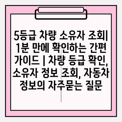 5등급 차량 소유자 조회| 1분 만에 확인하는 간편 가이드 | 차량 등급 확인, 소유자 정보 조회, 자동차 정보